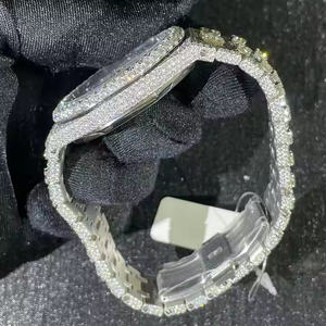 Trend Driven Moissanite & Stainless Steel <b>Case</b> 10 Bar Water Resistant <b>Watch</b> for Men Clean Dial Bracelet Clasp Premium Styling - Product Image 2