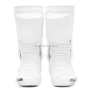 Bottes de course pour moto personnalisées en cuir, mi-mollet, fermeture éclair latérale, légères, respirantes, certifiées CE, équipement de sécurité pour la conduite, toutes saisons - Product Image 2