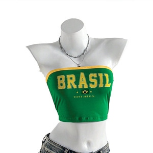 Customize Women Strapless Tube Crop <b>Top</b> Brazil Inspired Skinny Summer Streetwear Bandeau Vintage Private Label OEM Bulk Shirts - Product Image 6