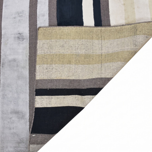 DECORDEC Charcoal <b>Grey</b> Ivory Beige Wool Striped <b>Rug</b> Non-Slip Eco-Friendly Contemporary Horizontal Band Area Carpet for <b>Living</b> - Product Image 6