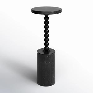 Table d'appoint ronde sculpturale avec colonne perlée artistique, base surélevée et plateau de présentation surélevé pour espaces modernes - Product Image 2