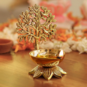 Diyaa en laiton pur Kalpavriksha, arbre de vie artisanal, Deepak pour Puja, Mandir, décoration de la maison, cadeau religieux, décoration de mariage et d'anniversaire - Product Image 2