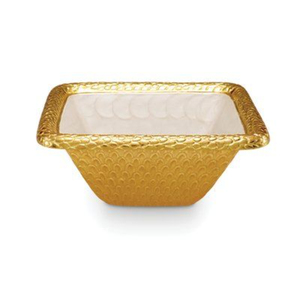 Bol de service de luxe pour la maison et l'hôtel, en verre bleu avec intérieur en verre et extérieur en métal plaqué or de haute qualité. - Product Image 5