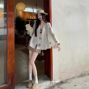 Women <b>Boho</b> Floral Blouse Long Sleeve Loose Fit Button Front Casual Vintage Style <b>Shirt</b> - Product Image 3