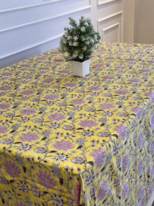 Vintage Cotton Block Print Table Cloth Boho Farmhouse Decor Wedding Table Top Cover for Kitchen Dining Wedding <b>Tablecloth</b> - Product Image 2