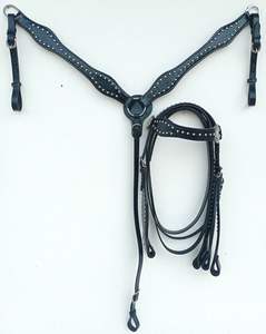 Juego de tachuelas de caballo para desfile ecuestre de lujo y coraza occidental marrón de calidad de lujo para montar - Product Image 1