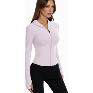 Breathable 100% Polyester Women's Long Sleeve Mesh Sports ZIP <b>Jacket</b> Pockets For <b>Yoga</b> Jogging Running Women's <b>Yoga</b> <b>Jacket</b> - Product Image 3