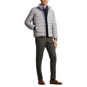 Chaqueta Acolchada para Hombre, Color Gris Claro, Cuello Alto, Cierre de Cremallera, Casual, Resistente al Viento, Corte Ajustado, para Otoño, 100% Poliéster - Product Image 4
