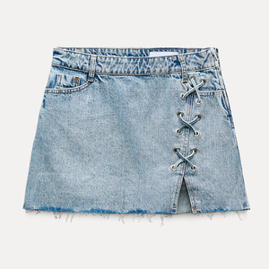 Jupe droite en jean à prix abordable pour femme, style classique, fournisseur OEM en gros, jupe droite minimaliste pour femme - Product Image 4