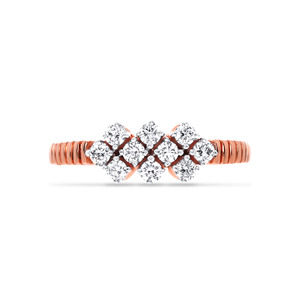 Bague Diamant Glamour of Simplicity en Or Rose, avec un grappe floral multi-pierres et un sangle texturée - Product Image 4