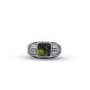 Elegante Anillo de Moldavita de Grado A, Cristal de la República Checa |   Joyería de Plata de Ley 925 |   Chapado en oro amarillo o rosa de 18 quilates - Product Image 1