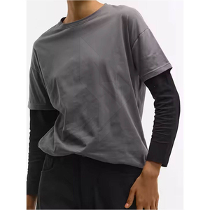 เสื้อยืดโอเวอร์ไซส์แขนยาวสองชั้น สตรีทแวร์ พิมพ์ลายกราฟิกตามสั่ง ทรงบ็อกซี่ ขาดๆ แบบดิสเทรส สำหรับผู้ชาย - Product Image 3