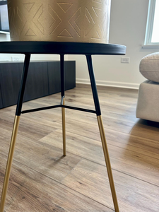 Mesa Auxiliar Redonda de Metal Negro con Patas Doradas, Mesa de Estilo Moderno y Minimalista para Sala de Estar, Dormitorio, Decoración Lateral del Sofá, Elegante - Product Image 6
