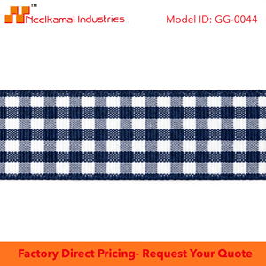 Ruban gros-grain à carreaux bleu marine et blanc de 15 mm de Neelkamal Industries, vente en gros pour la décoration de table, l'emballage de cadeaux et les nœuds - Product Image 6