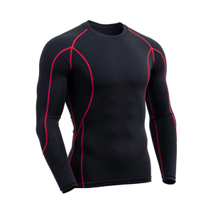 Camiseta de compresión ligera de alta calidad para hombre, manga larga, para gimnasio, con diseño liso, para adultos y jóvenes. - Product Image 1