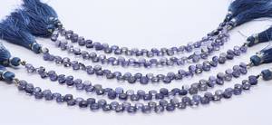 Perles de pierre précieuse Iolite naturelle facettée en forme de cœur, 4,5x5 mm, 8 pouces, pour la création de bijoux - Product Image 2