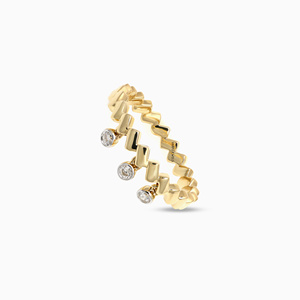 Anillo de banda zigzag con dije colgante de diamante cultivado en laboratorio de corte redondo, oro de 10K, 14K, 18K, plata 925, 935, joyería fina moderna y personalizada - Product Image 2