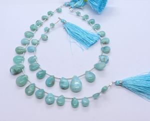 Perles de Larimar naturelles lisses en forme de poire 6x8-11x16 mm, perles de pierres précieuses Larimar, 9 pouces, perles de Larimar lisses en forme de poire pour bijoux - Product Image 2