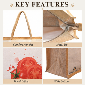 Eco Friendly Biodegradable Juco <b>Shopping</b> <b>Bag</b> <b>Reusable</b> Tote Custom Print Letter Strong Handles Durable Multipurpose - Product Image 5