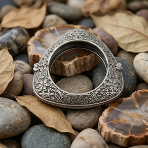 DIVYORO กำไลข้อมือชุบเงินทิเบตทรงสามเหลี่ยมลายดอกไม้สำหรับผู้หญิงสไตล์วินเทจ-KADA - Product Image 3