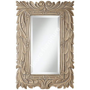 Luxury Handcrafted Solid Wood <b>Wall</b> <b>Mirror</b> Frame Ornate Royal Victorian Floral Scroll Carving Brown - Product Image 5