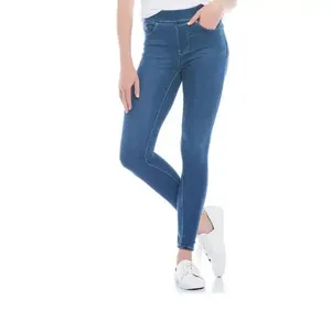 Jean ample et décontracté pour femme, taille mi-haute, coupe droite large, en denim de coton extensible à séchage rapide, couleur personnalisable - Product Image 4