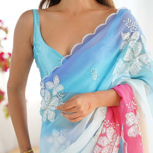 Dernier modèle de sari en soie Gajji Royal Export avec broderie élégante, doté d'un chemisier à séchage rapide et de qualité supérieure – idéal pour l'été. - Product Image 5