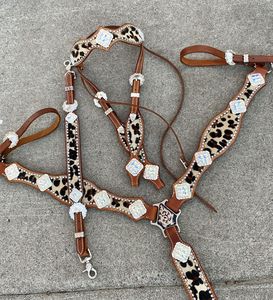 2026 Ensemble de bridon western fait main de haute qualité, avec têtière à une oreille, collier de poitrine et tournoirs, en cuir tressé, tailles personnalisées pour cheval - Product Image 1