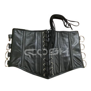 Black Leather <b>Waspie</b> Corset Adjustable Buckle Front Corset <b>Belt</b> with STEEL Hardware | High-Quality Wholesale Fashion Apparel - Product Image 6