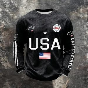 เสื้อสเวตเชิ้ตคอกลมลายธงชาติสหรัฐอเมริกาสำหรับผู้ชาย - ผ้าฝ้าย 100% ปักลายและพิมพ์ลายดิจิทัล ทรงโอเวอร์ไซส์สำหรับฤดูหนาว เป็นมิตรต่อสิ่งแวดล้อม - Product Image 6
