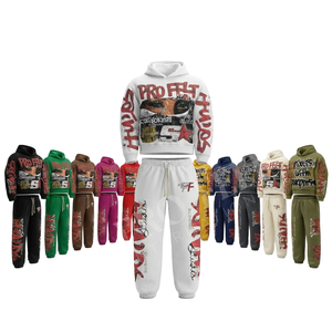 Conjunto de 2 Piezas de Sudadera con Capucha y Pantalones Deportivos Transpirables de Invierno 2026, Estampado de Grafiti Personalizado, Logotipo Bordado Personalizado, Chándal Elegante - Product Image 1