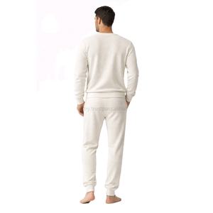 Conjuntos de ropa exterior informal cálida de invierno para hombre Samavia |   Traje de 2 Piezas en Tejido Transpirable de Waffle |   Suéteres con Patrón Sólido en la Parte Delantera - Product Image 2