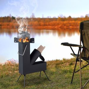 Stufa da Campeggio Portatile a Legna 9.44"D X 17"W X 22"H in Metallo e Legno, Design Semplice - Product Image 2