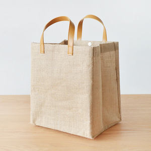 Stylish Jute Tote Bag Two Open Handle Design Foldable Lightweight Reusable Carry Bag for Grocery Shopping Office Essentials - Product Image 2
