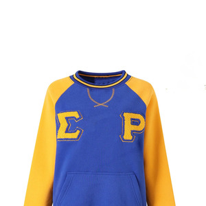 เสื้อสเวตเชิ้ต Sigma Gamma Rho Chenille ลายตัวอักษรกรีกสำหรับผู้หญิง สีน้ำเงินเหลือง แขนเสื้อแบบแร็กแลน มีกระเป๋า คอกลม เสื้อพูลโอเวอร์สำหรับชมรมนักศึกษา - Product Image 6