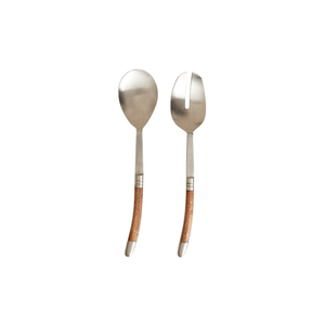 Couverts en acier inoxydable de qualité supérieure avec élégantes poignées en acrylique marron, design classique, vaisselle pour la maison et l'hôtel, en vente - Product Image 6
