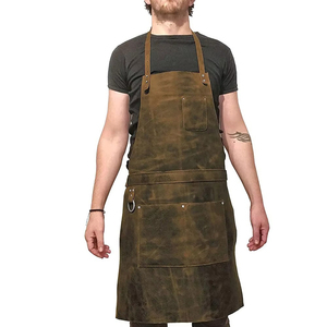 New Custom Vintage Work Wear High Quality Breathable Comfortable Unisex Leather <b>Apron</b> for Restaurant & Bar Use - Product Image 5