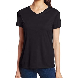 OEM High Quality <b>Women</b> <b>V</b>-<b>Neck</b> Short Sleeve <b>T</b>-<b>Shirt</b> 100% Cotton Custom Logo Silk Screen Printed Regular Fit Streetwear Quick Dry - Product Image 1