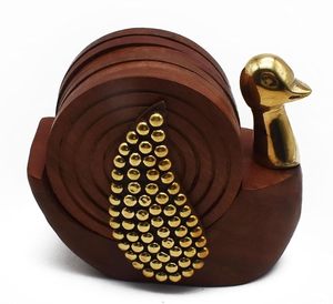 Wooden Duck Shape <b>Table</b> Coaster for Dining <b>Table</b> Tea <b>Coffee</b> Cups Decorative Handcrafted Drink Coasters for Home Kitchen - Product Image 2