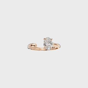 Bague de fiançailles solitaire en or avec diamant ovale de 0,80 carat cultivé en laboratoire, monture bypass, bijoux fins pour femmes - Product Image 2
