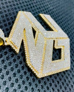Initial Letter Hip Hop <b>Pendant</b> Custom 925 Sterling Silver <b>Solid</b> <b>Gold</b> Plated Moissanite Iced Out Letter Name <b>Pendant</b> For Men's - Product Image 6