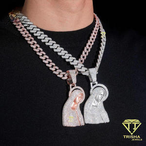 Luxury Spiritual Figure Pendant With Moissanite Diamond 925 Sterling Silver Fully Iced Statement Necklace - Product Image 3