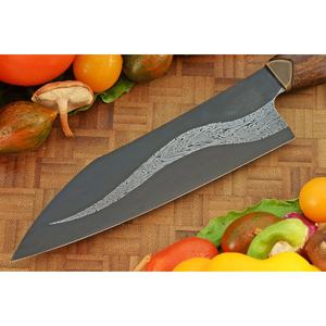 Couteau de chef artisanal en acier Damas de 13 pouces, fabriqué sur mesure par Ahmad Fabric, avec étui en cuir, manche élégant, personnalisable - Product Image 3