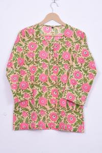 Conjunto de Pijama Floral Estampado a Mano de Jaipur - Ropa de Dormir de Algodón Artesanal, Ropa de Verano Bohemia para Mujer y Regalo de Loungewear - Product Image 4