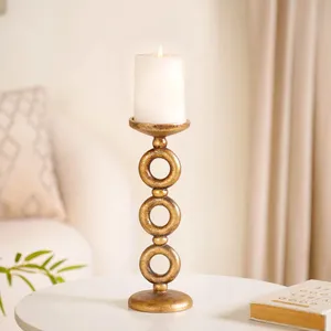 Tall Metal Candle Stand in Antique Gold Finish Elegant Decorative <b>Ring</b> Design for Home Decor from <b>Indian</b> Supplier for Bulk Expot - Product Image 2
