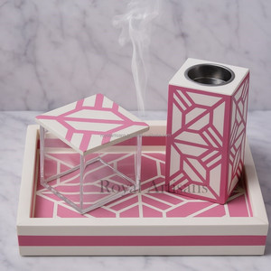 Soporte de incienso de resina hecho a mano de lujo, quemador Bakhoor de latón con incrustaciones de hueso, quemador Medkhan árabe Oud para decoración del hogar, decoración de Ramadán - Product Image 5