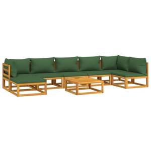 Conjunto de Muebles de Jardín de Madera Natural con Cojines Verdes - Product Image 3