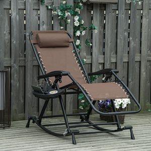 Pe # # # #   Fauteuil inclinable pliable en tissu Oxford à gravité zéro pour l'extérieur avec coussin et porte-gobelet/porte-téléphone - Product Image 2