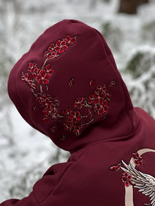 Sweat-shirt à capuche avec broderie florale motif fleurs de cerisier - Product Image 1