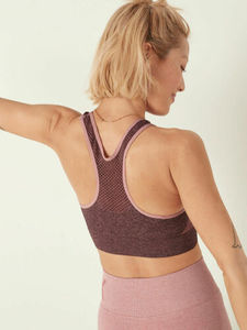 Women's Seamless Racerback Sports Bra Solid Black <b>Mesh</b> Back Medium Support Breathable Fitness <b>Top</b> - Product Image 3